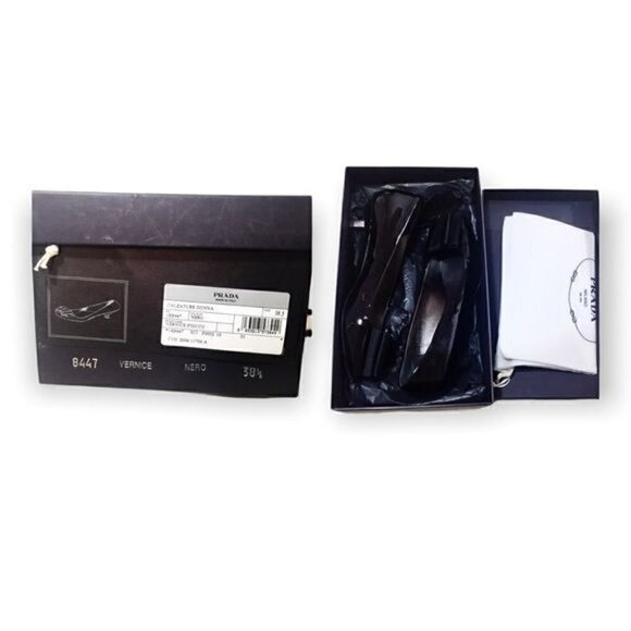 Prada patent leather pump with grosgrain bows Size 38.5 EU, in Original Box - Picture 2 of 12